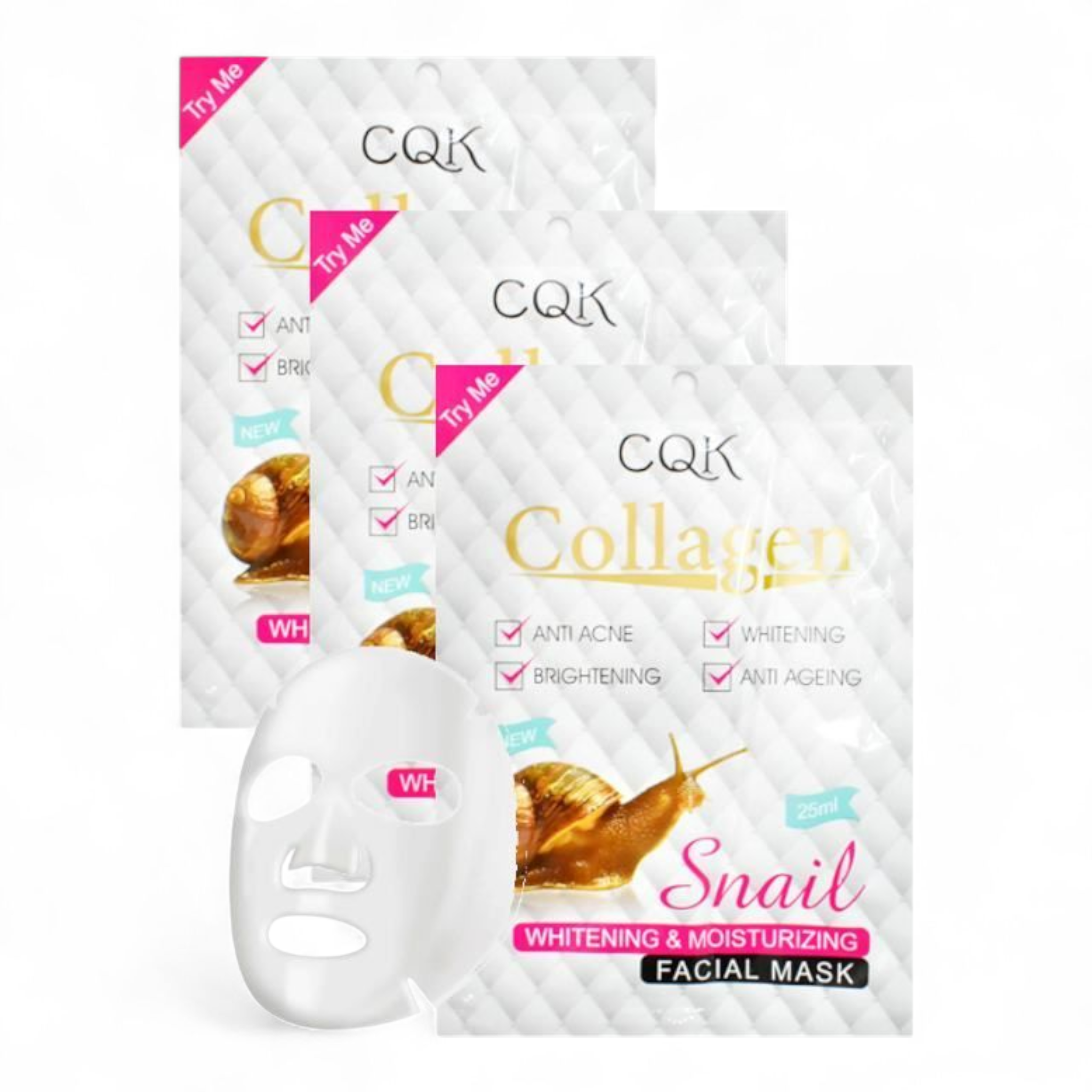 Paquete de 10 mascarillas de colágeno y baba de caracol