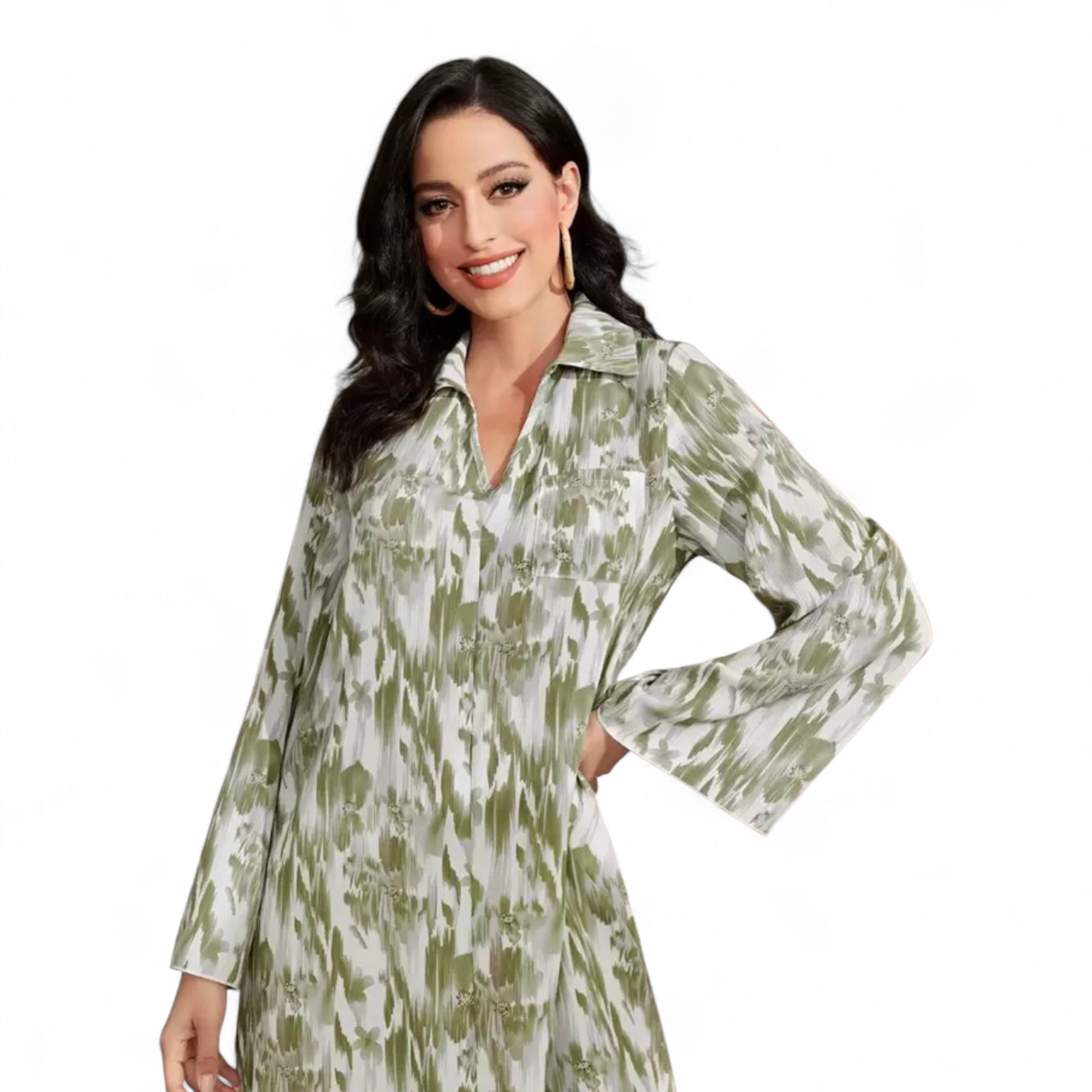 Vestido camisero liviano estilo natural (M)