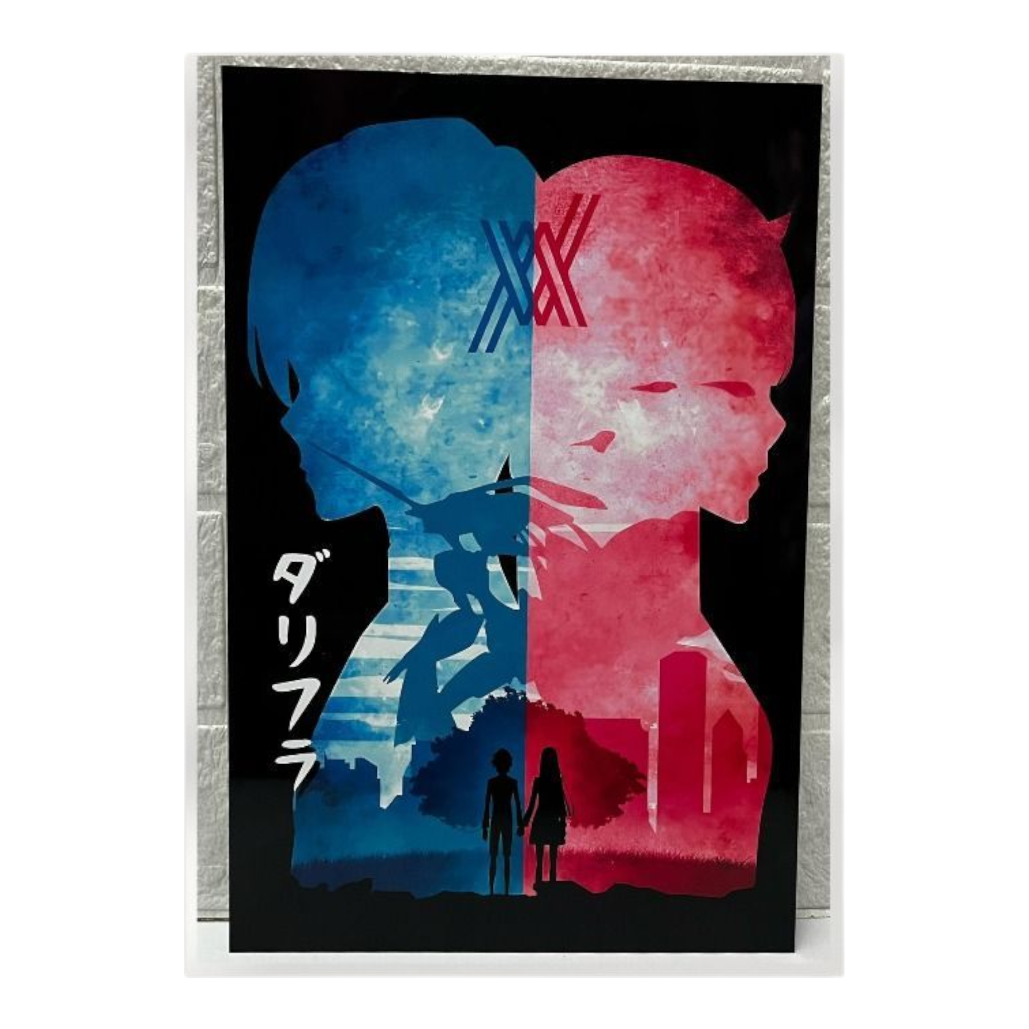 Póster metálico de Hiro y Zero Two – Darling in the Franxx
